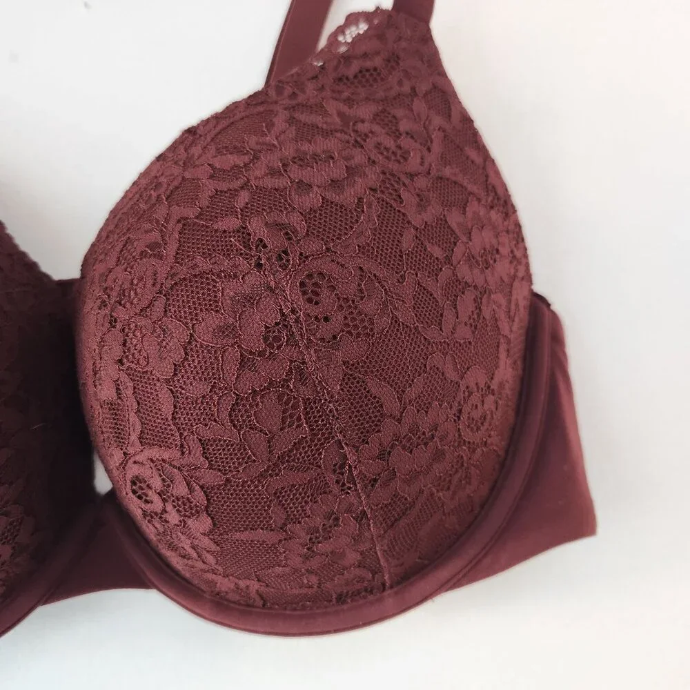 Skims Lace Padded Push-Up Bra Plum Purple Adjustable Straps Women's 42C - Picture 4 of 6